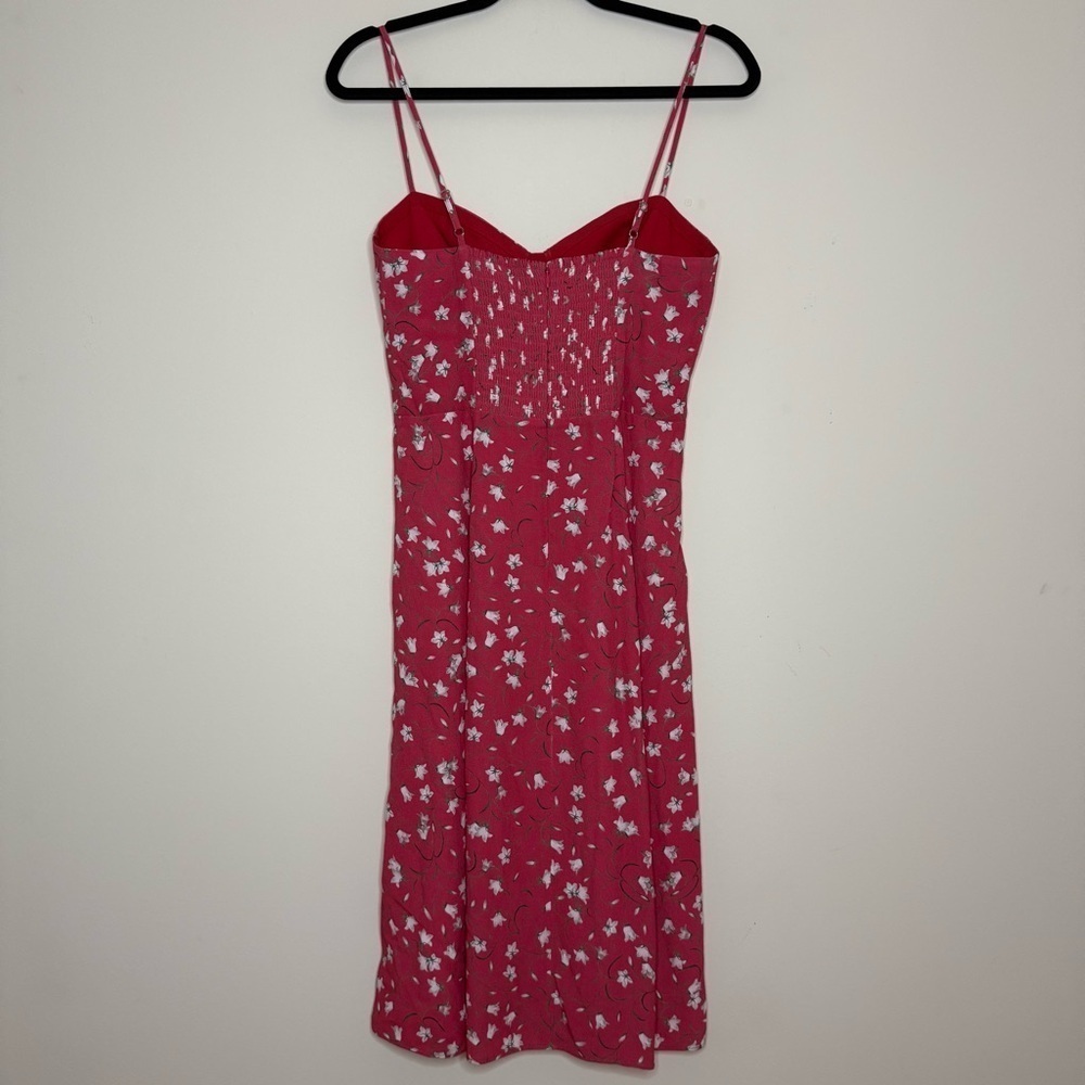 ARITZIA SUNDAY BEST Viola Cottagecore Floral Thigh Slit Midi Dress in Cerise - Picture 8 of 11